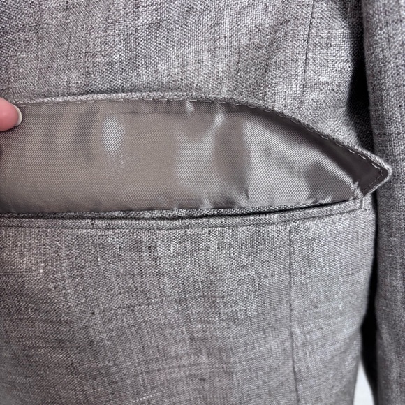 Hackett London Taupe Linen Delave Hopsack Blazer Men’s 46R Work Classic Wedding - Picture 5 of 16